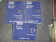 2002 LINCOLN CONTINENTAL Service Shop Repair Manual Set W EWD FACTORY BOOKS