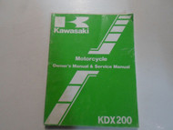 1987 Kawasaki KDX200 Owners Manual & Service Manual WATER DAMAGED WORN FACTORY 