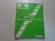 1987 Kawasaki KX60 Motorcycle Owners Manual & Service Manual WATER DAMAGED WORN
