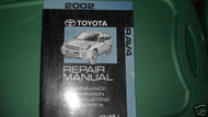 2002 Toyota Rav4 RAV 4 Workshop Service Shop Repair Manual Volume 1 Only OEM