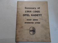 1964 1965 Opel Kadett Dealer Service Information Letters Manual STAINED WORN OEM