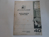 1970 Evinrude Parts Catalog 40 HP Big Twin Electric 40052A 40053A FACTORY OEM 70