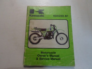 1981 Kawasaki KDX250-B1 Motorcycle Owners & Service Manual WORN WATER DAMAGED 81
