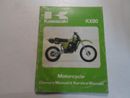 1981 Kawasaki KX80 Motorcycle Owners Manual & Service Manual WATER DAMAGED WORN