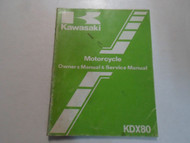 1982 Kawasaki KDX80 Owners & Service Repair Manual WATER DAMAGED WORN WRITING 82