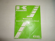 1986 Kawasaki KX60 Motorcycle Owners Manual & Service Manual WORN WATER DAMAGED