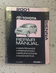 2001 TOYOTA SIENNA VAN Service Shop Repair Workshop Manual VOLUME 1 ONLY OEM