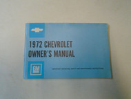 1972 Chevrolet Owners Manual MINOR STAINS OEM 72