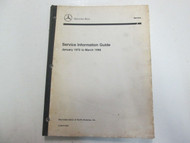 1972 1996 Mercedes ALL MODELS Service Information Guide Shop Manual 2ND ED STAIN