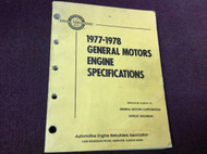1977 1978 GM Cadillac Chevy Pontiac General Motors Engine Specifications Manual