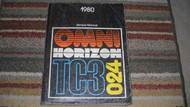 1980 Dodge Omni 024 Plymouth Horizon TC3 Service Shop Repair Manual OEM