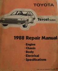 1988 Toyota Tercel Sedan Service Repair Shop Manual Set W Wiring Diagram EWD OEM