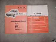 1988 Toyota Tercel Wagon Service Repair Shop Workshop Manual Set Wiring Diagram