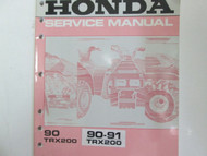 1990 1991 HONDA TRX 200 Service Shop Repair Manual Factory Used