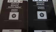 1991 1992 EAGLE PREMIER Dodge Monaco Service Repair Manual SET W SUPPLEMENT