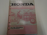 1991 1992 Honda TRX250X FOURTRAX Service Repair Manual Factory OEM Book Used ***