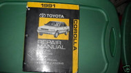 1991 Toyota Corolla Service Repair Shop Workshop Manual OEM Factory