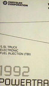 1992 92 DODGE PICK UP TRUCK 5.9L 5.9 L Powertrain Diagnostic Procedure Manual