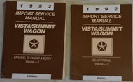 1992 Dodge VISTA Eagle Summit Wagon Service Shop Repair Manual Set W Diagnostic