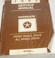 1992 DODGE RAM VAN WAGON CARAVAN Service Repair Shop Workshop Manual FWD + AWD