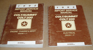 1992 Dodge Colt Summit Eagle Colt 200 Service Shop Repair Workshop Manual Set