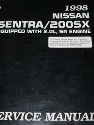 1998 Nissan Sentra 200SX 2.0L SR ENGINE Service Repair Shop Manual Factory OEM