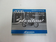 2006 Honda VT750DC Shadow Spirit 750 Owners Operators Owner Manual