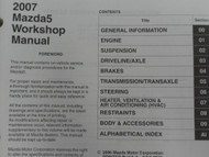 2007 Mazda 5 Mazda5 Service Repair Shop Manual Set w Transaxle Book OEM