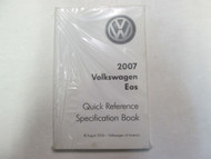 2007 Volkswagen Eos Quick Reference Specification Book Guide Manual Factory OEM