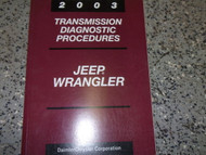 2003 Jeep Wrangler Transmission Diagnostic Procedures Shop Manual OEM Mopar