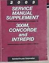 2003 CHRYSLER CONCORDE & LHS Service Shop Repair Manual SUPPLEMENT FACTORY MOPAR