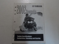 2002 Yamaha Snowmobile Tuning Specification Carburetion Clutching Gearing Manual