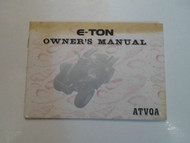 2002 E-TON ATVOA Owners Manual FACTORY OEM BOOK 02 DEALERSHIP
