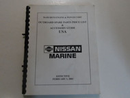 2001 Nissan Marine Outboard Spare Parts Price List Accessory Guide Manual WATER