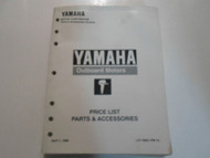 1998 Yamaha Outboard Motors Price List Parts & Accessories Manual WATER DAMAGED