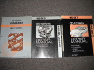 1997 TOYOTA PASEO Service Shop Repair Manual Set OEM 97 W EWD & TRANSAXLE BOOK