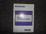 1988 Suzuki RM80 Owners Manual Factory Model J