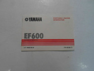 1983 Yamaha EF600 Portable Engine Generator Owners Manual OEM BOOK 83 2nd EDI.