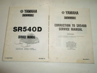 1980 Yamaha Snowmobile SR540D Service Repair Manual FACTORY OEM BOOK 80 2 V SET