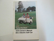 1978 Harley Davidson DE-3 Electric Golf Car Owners Manual FACTORY OEM BOOK USED