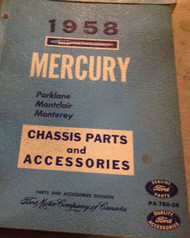 1958 FORD MERCURY Parklane Montclair Monterey Chassis Parts & Accessories Manual