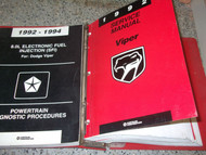 1992 1993 Dodge Viper Coupe Roadster Service Shop Repair Manual SET BOOK