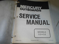 Mercury Outboards Service Shop Repair Manual 3.5 3.6 90-43183 OEM Boat