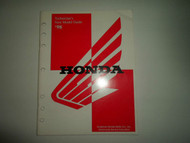 1998 Honda Technician's New Model Guide Motorcycle OEM 1998 Honda