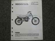 1990 HONDA XR100R Set Up Instructions Shop Manual FACTORY OEM Book Used