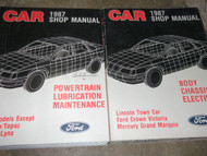 1987 Lincoln Town Car Service Shop Repair Manual W Powertrain Lubrication Book