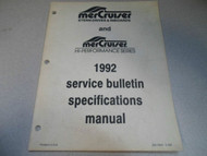 1992 MerCrusier Hi-Performance Series Service Bulletin Specifications Manual OEM