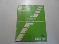 1983 Kawasaki KX80 Owners Manual & Service Manual MINOR WEAR OEM 83 SEPTEMBER