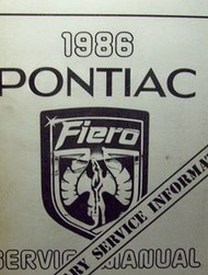 1986 86 Pontiac FIERO Service Shop Repair Manual PRELIMINARY INFORMATION OEM