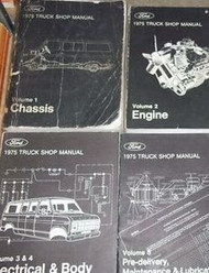 1975 Ford F100 F-150 250 350 Econoline Truck Service Shop Repair Manual Set 4 VO